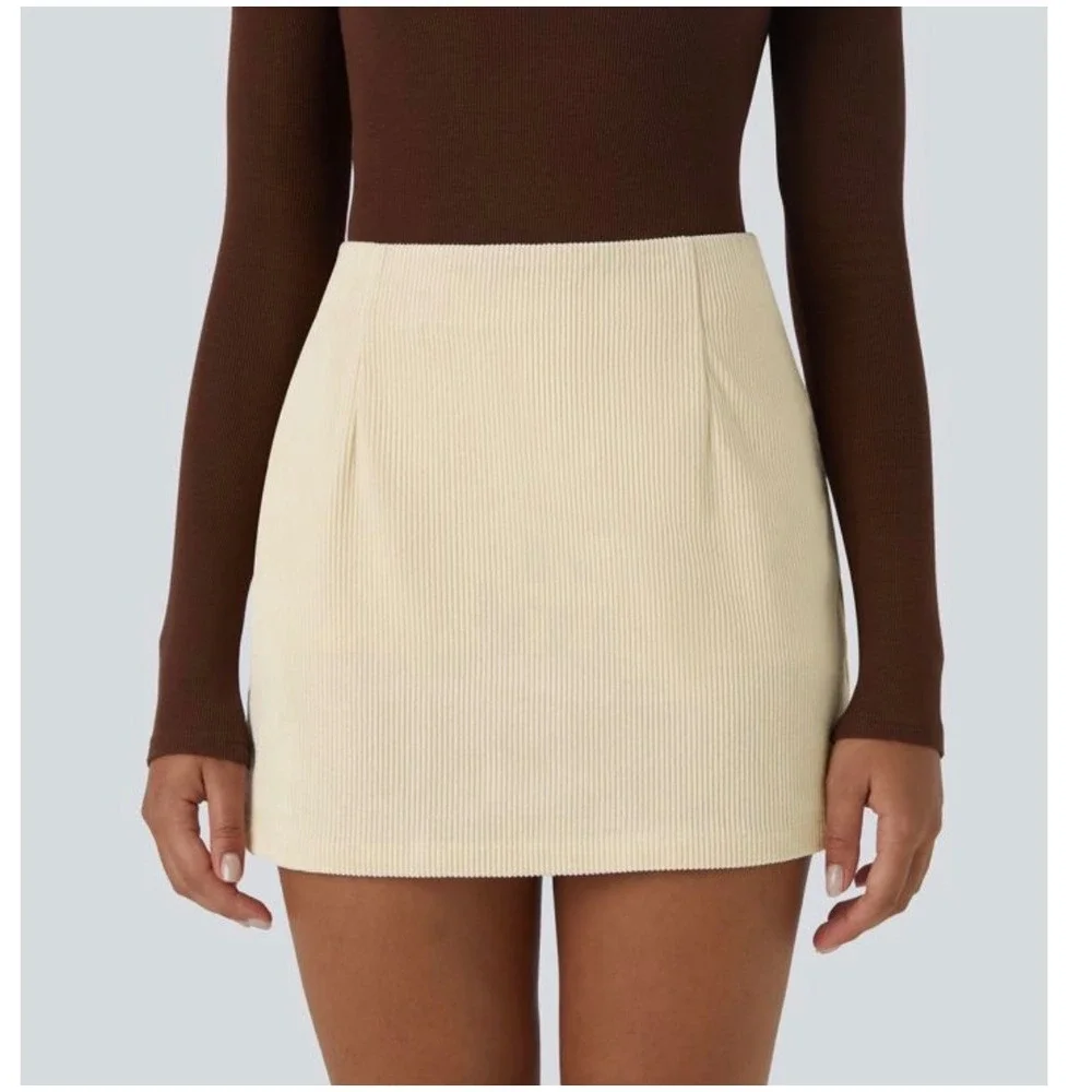 Halara Corduroy Mini Skirt NWT Built In Shorts-‎ Skort